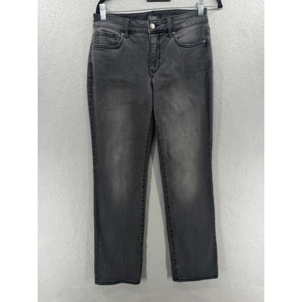 NYDJ Jeans Womens Size 6P Gray Marilyn Straight Lift-Tuck Denim Faded Wash Denim